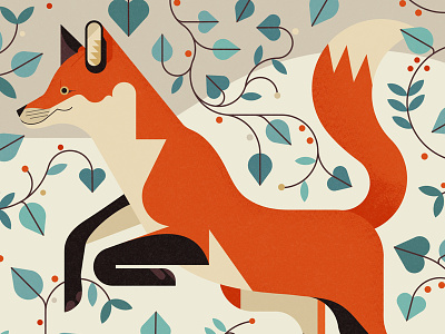 Fox Festive Card animal christmas festive fox leaves