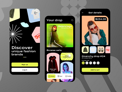 Limited fashion app design fashion graphic design mobile shapes ui ux