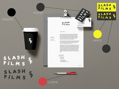 Logocore Challenge 06/30: Slash Films businesscards coffee design design challenge explorations flat graphic design minimal mock ups vector