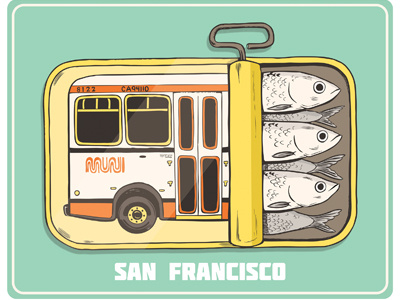 the Muni bus illustration muni public transportation san francisco sardines