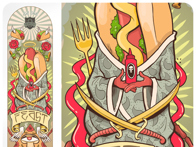 Virgin Mustard design funny hotdog illustration san francisco skateboard