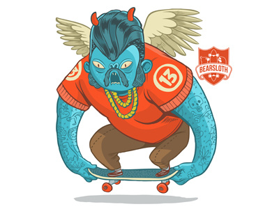 Guardian Demon, BearSloth art character demon design drawing illustration monster nick sirotich skate skateboard