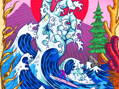 Surf Hand Detail bay area design illustration illustrator pacifica san francisco sf surf surfs up waves