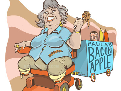 Paula Deens' Bacon Apples apple bacon cartoon celebrity deen diabetes famous funny humor illustration paula paula deen tmz