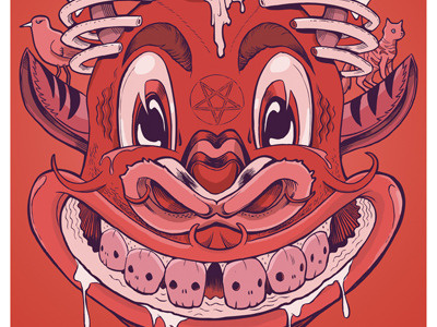 Deer Demon alligators creepy culture devil drawing elephant horns illustration mask mustache tiger walrus