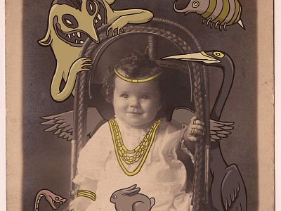 Yopi 1920s baby creep drawing illustration old photo photography the village vintage