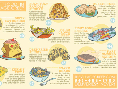 Menu Interior for Bistro Creep bistro creep design drawing food gross illustration menu