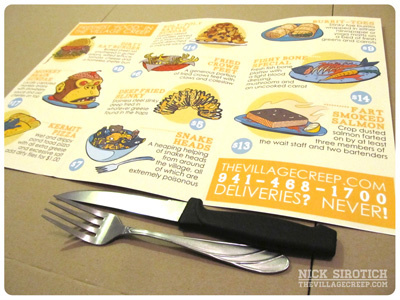 Printed Menu for the Bistro Creep bistro creep design drawing food gross illustration menu photo printed