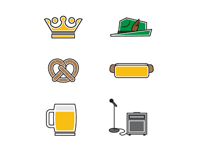 Oktoberfest Icons beer brat crown hat hotdog icons music october oktoberfest pretzel