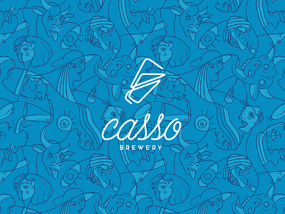 Casso Brewery Logo and Brand Pattern brand design brand identity brand pattern branding logo logo design repeating pattern visual identity