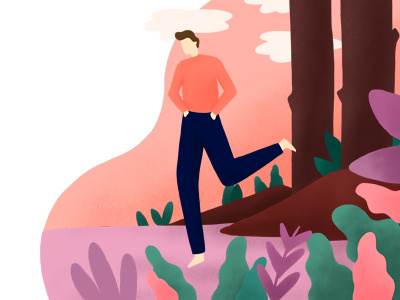 The man is walking in the forest forest illustration jungle man park stock walk walking