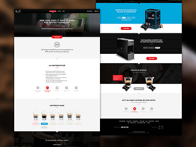 Espresso 1882 - Redesign Part I black blue capsules clean coffee espresso landing page layout redesign web web design website