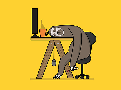 Office sloth digitalart illustration art illustrator sloth