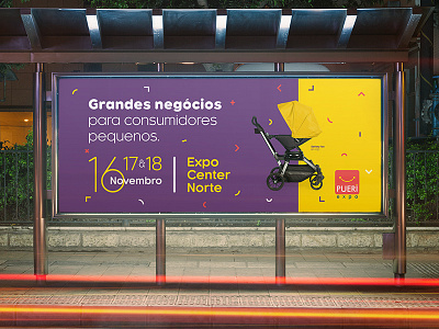 Pueri Expo - Billboard billboard brand identity childrens color expo kids layout outdoor print purple visual identity yellow