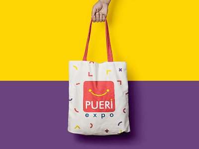 Pueri Expo - Promotional eco-bag bag brand identity cloth color eco bag expo kids layout promotional purple visual identity yellow