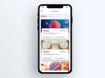 Disciplines screen | Education App app apple cards cells education iphone learn list navigation ui ux