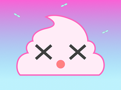 Death character cute death flat gradient pink poop sketch vector