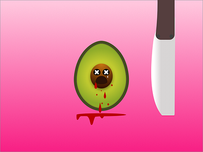 That Half of the Avocado you Save for Later avocado death fruit illustration knife pink sketch