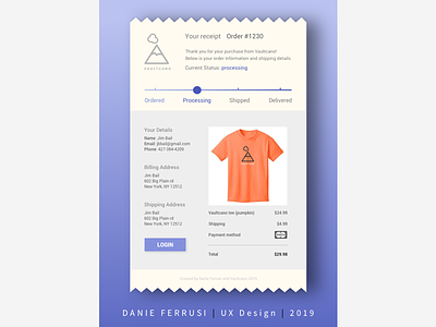 Daily UI 017: Email Receipt branding dailyui design email icon layout logo order purchase receipt shipping sketch tracking ui ux