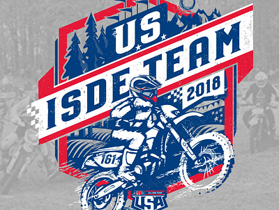 AMA US ISDE Team illustration motorcycle motorsports vector