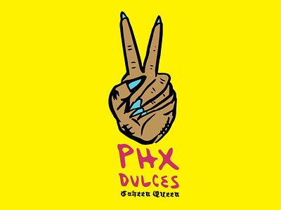 Taheen Queen Peace Sign arizona chicana chicano dulces illustration latina mexican oldenglish peace phoenix