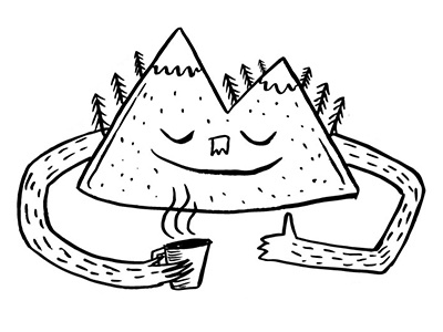 Coffee Mountain black character coffee cute forest hand drawn illustration mountain woods woodsy