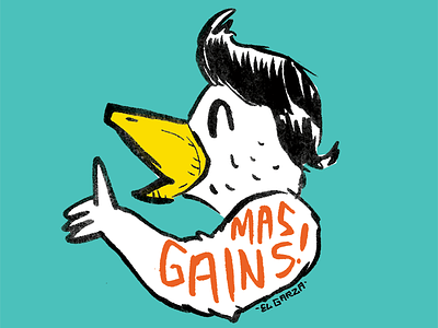 Mas Gains character chicano drawing duck elgarza fitness gains hair illustration lettering photoshop pompador