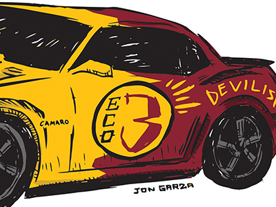 Eco Car3 Chevy Camaro 2016 asu auto chevrolet chevy camaro hand drawn illustration