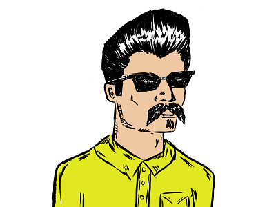 Vato chicano cholo guy hand drawn illustration loco mustache portrait rayban vato vintage