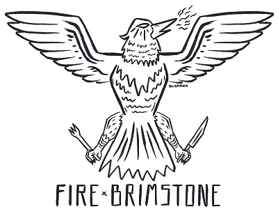 Fire & Brimstone Phoenix americana brush fire hand drawn hand lettering ink logo phoenix pizza rustic tattoo
