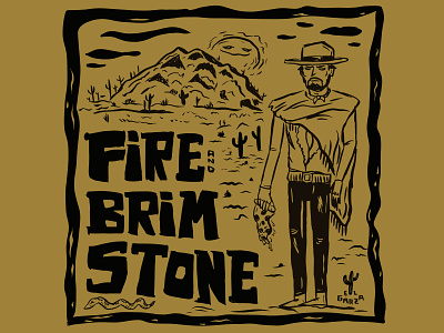 Fire and Brimstone Good the Bad and the Pizza Box Design cowboy illustration pizza southwest western