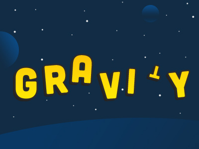 Gravity. 3d blue floating font gravity outer planet solar space text yellow