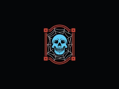 Skull in the Window horror identity illustration logo skull spider web window