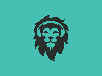 A Lion Wears Headphone animal identity lion lion logo logo music