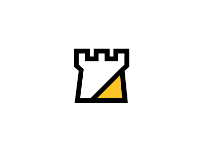 Black & Yellow Black & Yellow Black & Yellow battlement black castle logo mark outline stroke yellow