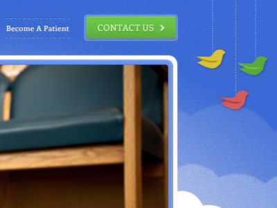 Pediatrician Site 2 birds blue border button clouds green navigation texture