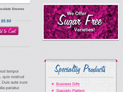 Chocolate Site Promo and List ad button image list promo texture