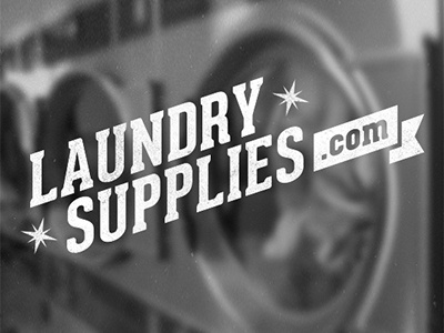Laundry Logo in Reverse black retro texture vintage white