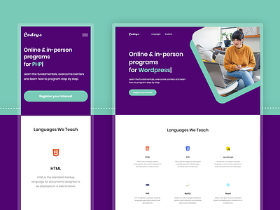 Codeys Website Redesign #2 branding design landing design landing page mobile design mobile ui ui ui design uiux user experience user interface user interface design ux web design web design agency web design company webdesign webdesigns website website design