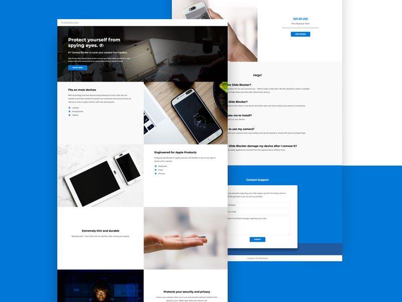 Camera Blocker Web Design shop e-commerce user interface ui artist uidesign block cam web design website kid branding web design