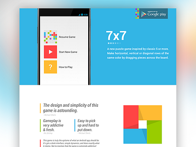 7x7 App Website Concept 2 android app css flat home homepage honest html mobile ui web website