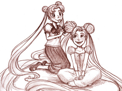 Hair buns rapunzel sailor moon tangled