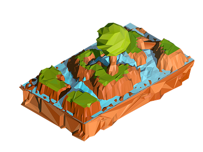 Isometric low poly little Island grass green island isometric low poly