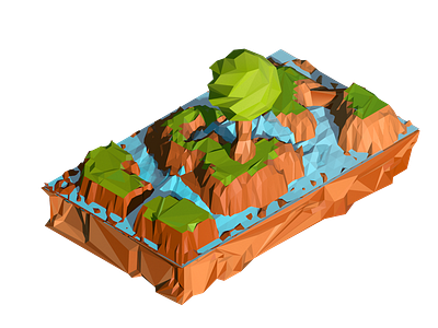 Isometric low poly little Island