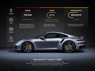 Porsche 911 Turbo S app design ui