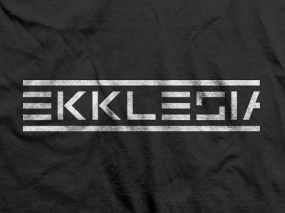 Ekklesia logo black brand custom design ekklesia grey logo mark overlay shape type white