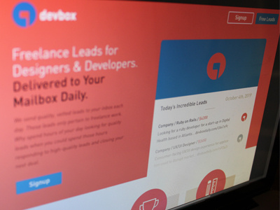 Devbox Landing Page button email features form icon list logo signup ui ux