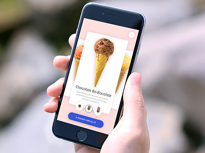 Yum. app button card design icecream ios menu scoop ui ux