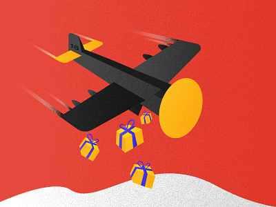 Merry Christmas from Blackairplane! airplane christmas design gift illustration plane present
