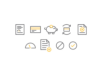 Icons for a new client bank bill button card check form icon icons illustration payment pig